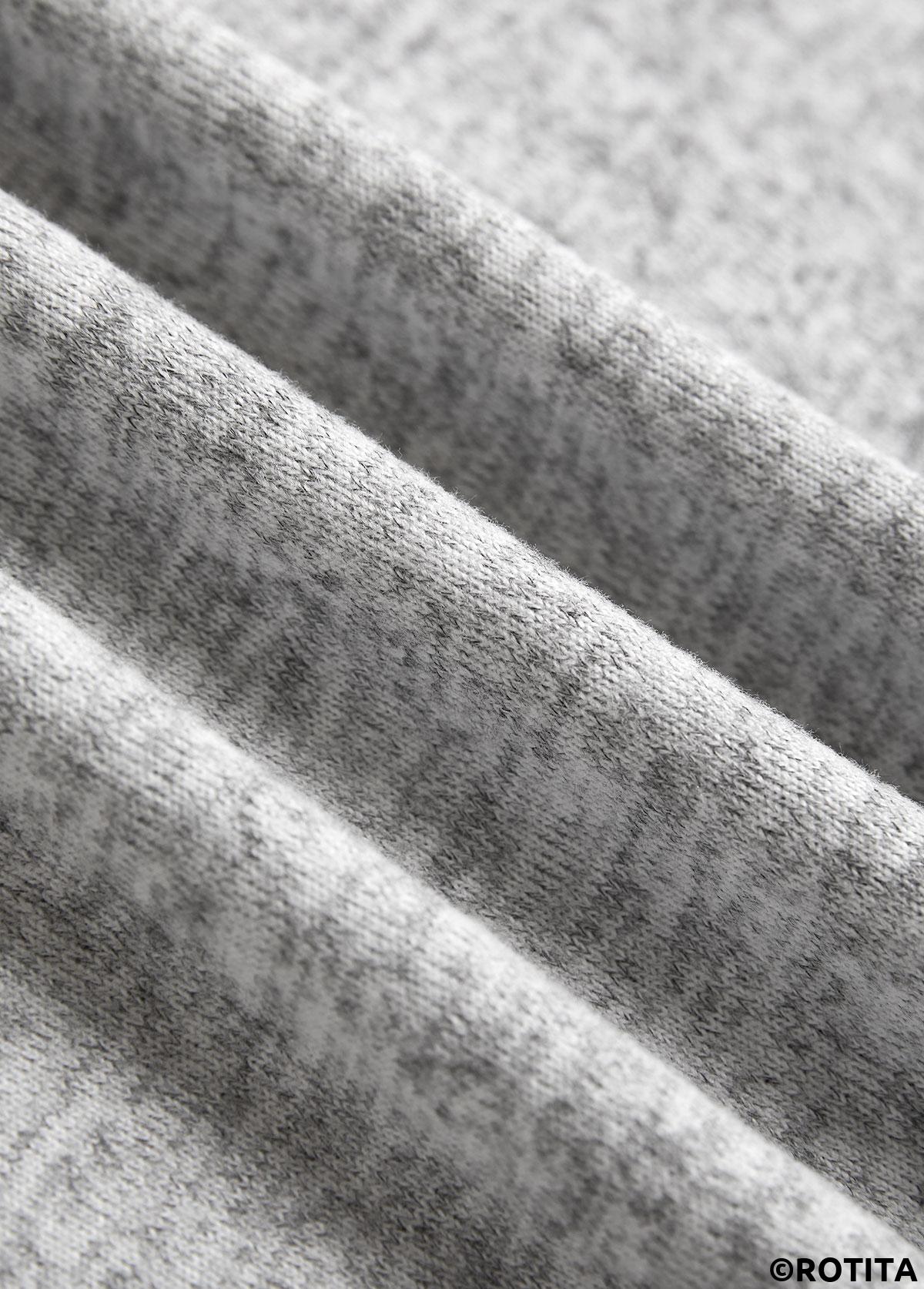 Light Grey tops,Plain Color tops,ROTITA Button Light Grey V Neck Long Sleeve T Shirt