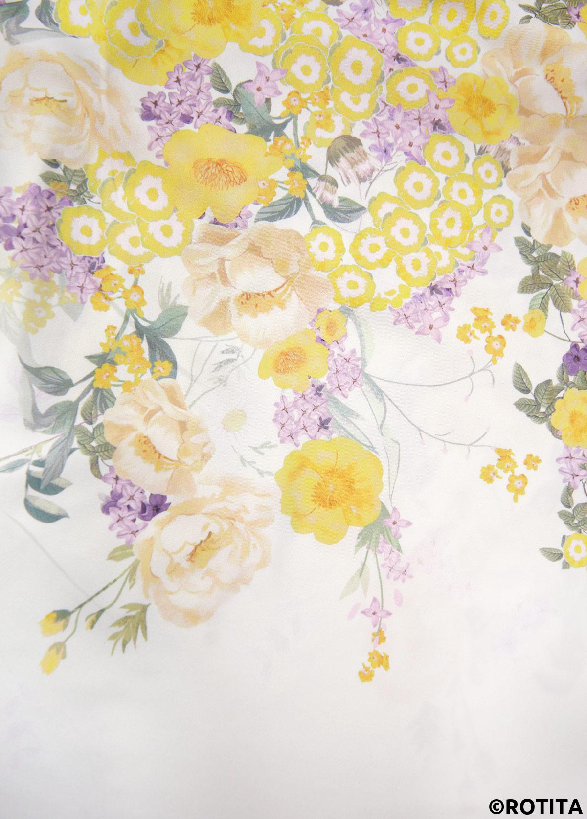 Light Yellow dresses,Floral dresses,Plants dresses,Everyday dresses,Casual dresses,ROTITA Two Piece Floral Print Light Yellow Dress and Cardigan