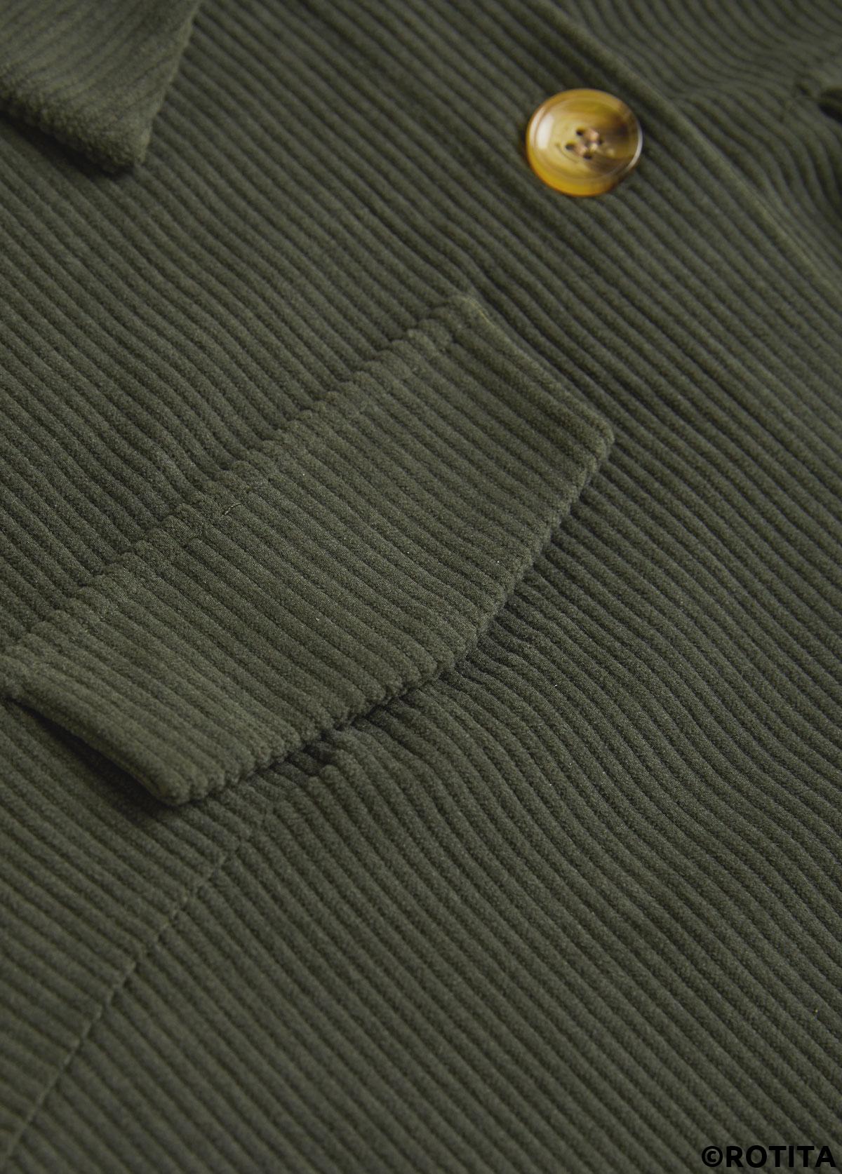 Olive Green plus size,Plain Color plus size,ROTITA Plus Size Patchwork Olive Green Shirt Collar Corduroy Waistcoat