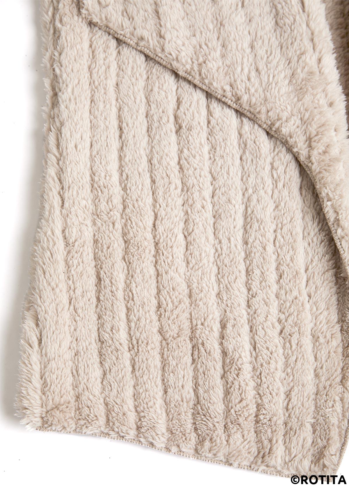 Light Camel tops,Plain Color tops,ROTITA Plush Light Camel Turn Down Collar Sleeveless Waistcoat