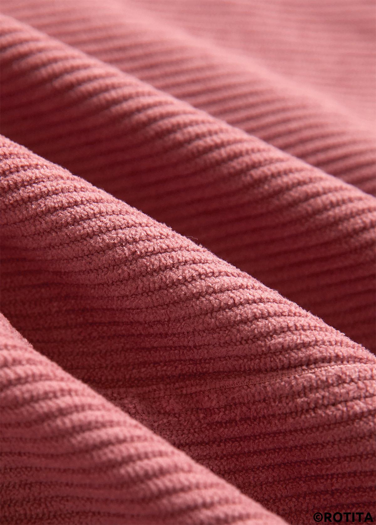Dusty Pink tops,Plain Color tops,ROTITA Button Up Dusty Pink Turn Down Collar Corduroy Waistcoat