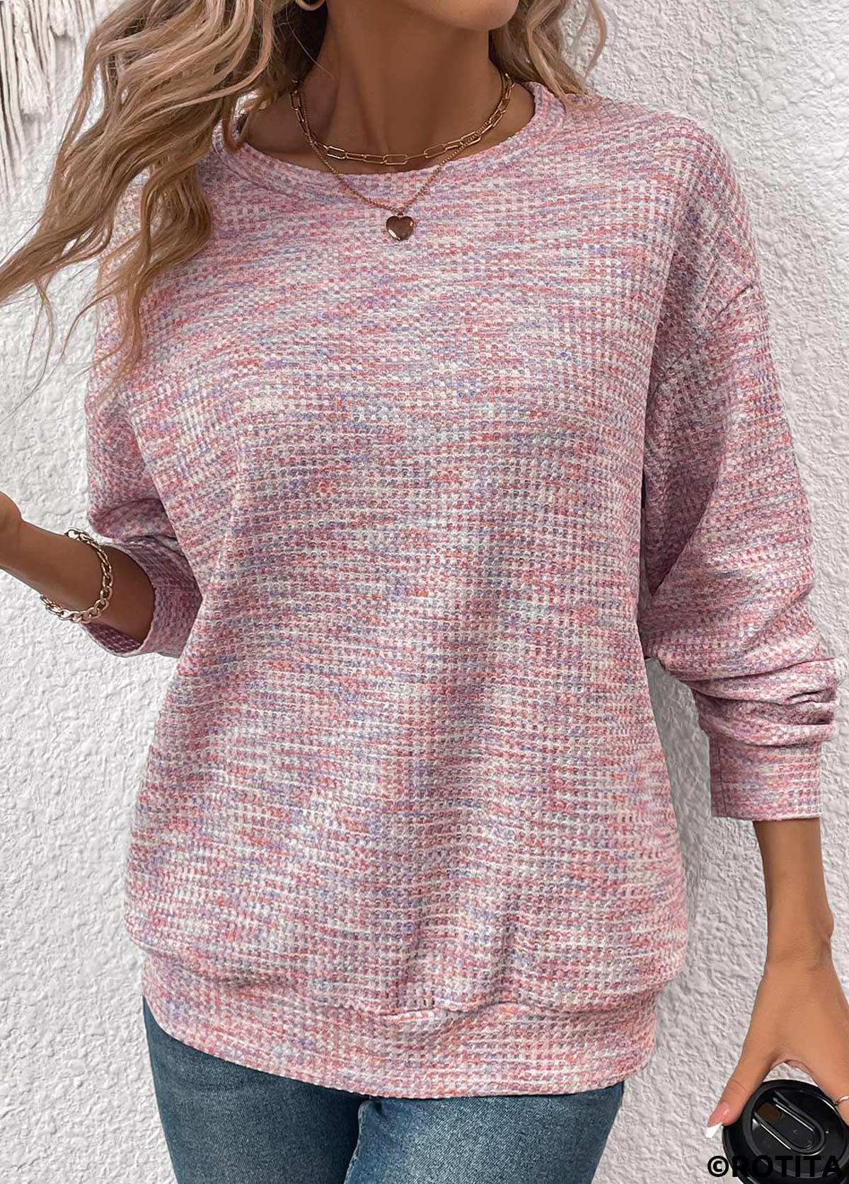 Mehrfarbiges Rotita-Langarm-Sweatshirt mit Rundhalsausschnitt