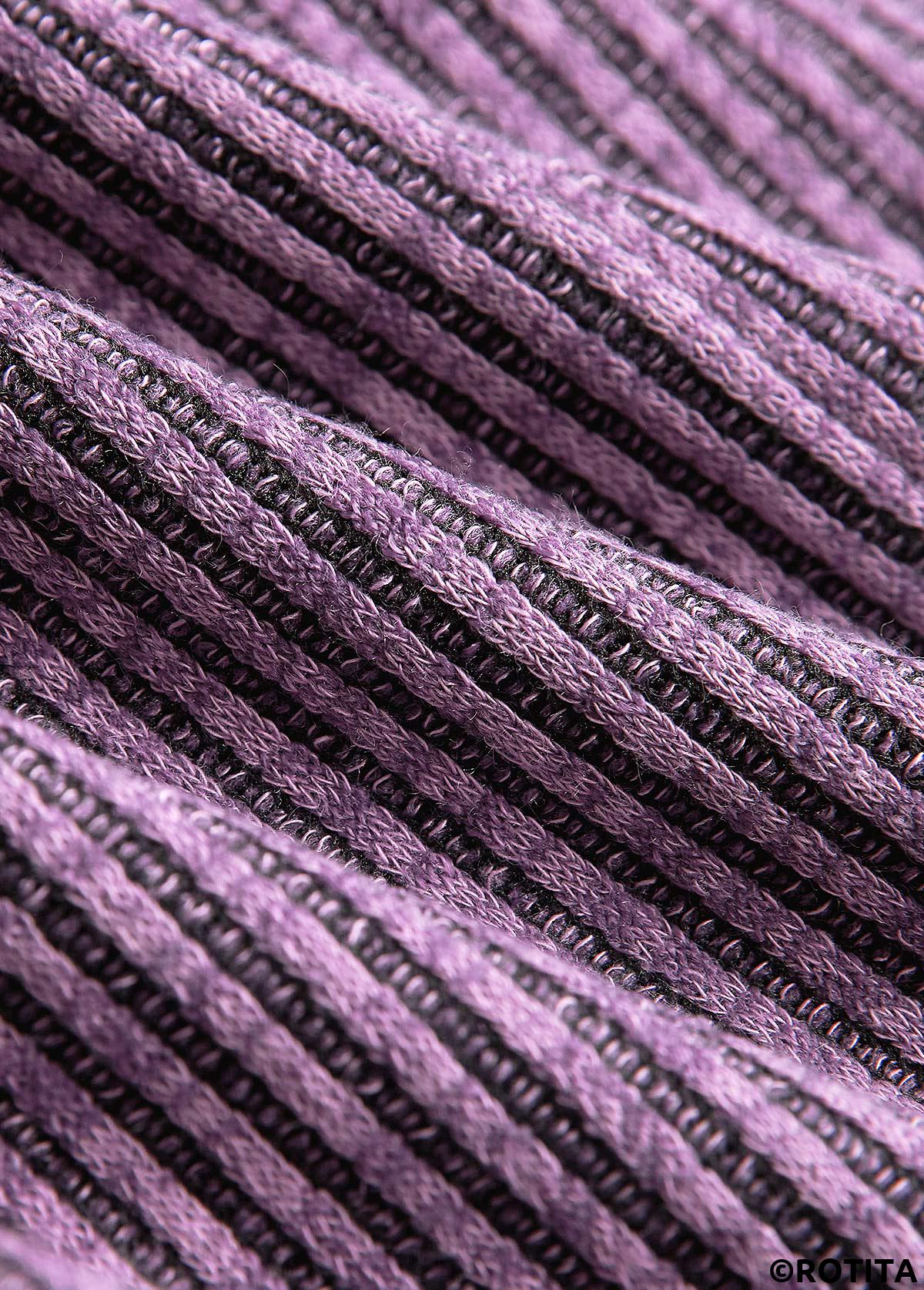 Dusty Purple plus size,Plain Color plus size,ROTITA Plus Size Patchwork Dusty Purple A Line Dress