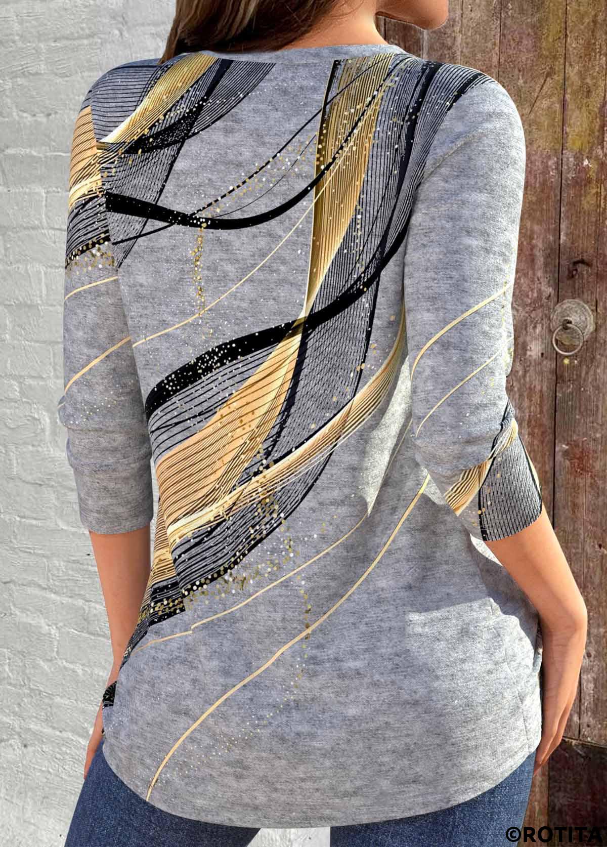 Light Grey Marl plus size,Geometric plus size,ROTITA Plus Size Criss Cross Light Grey Marl T Shirt