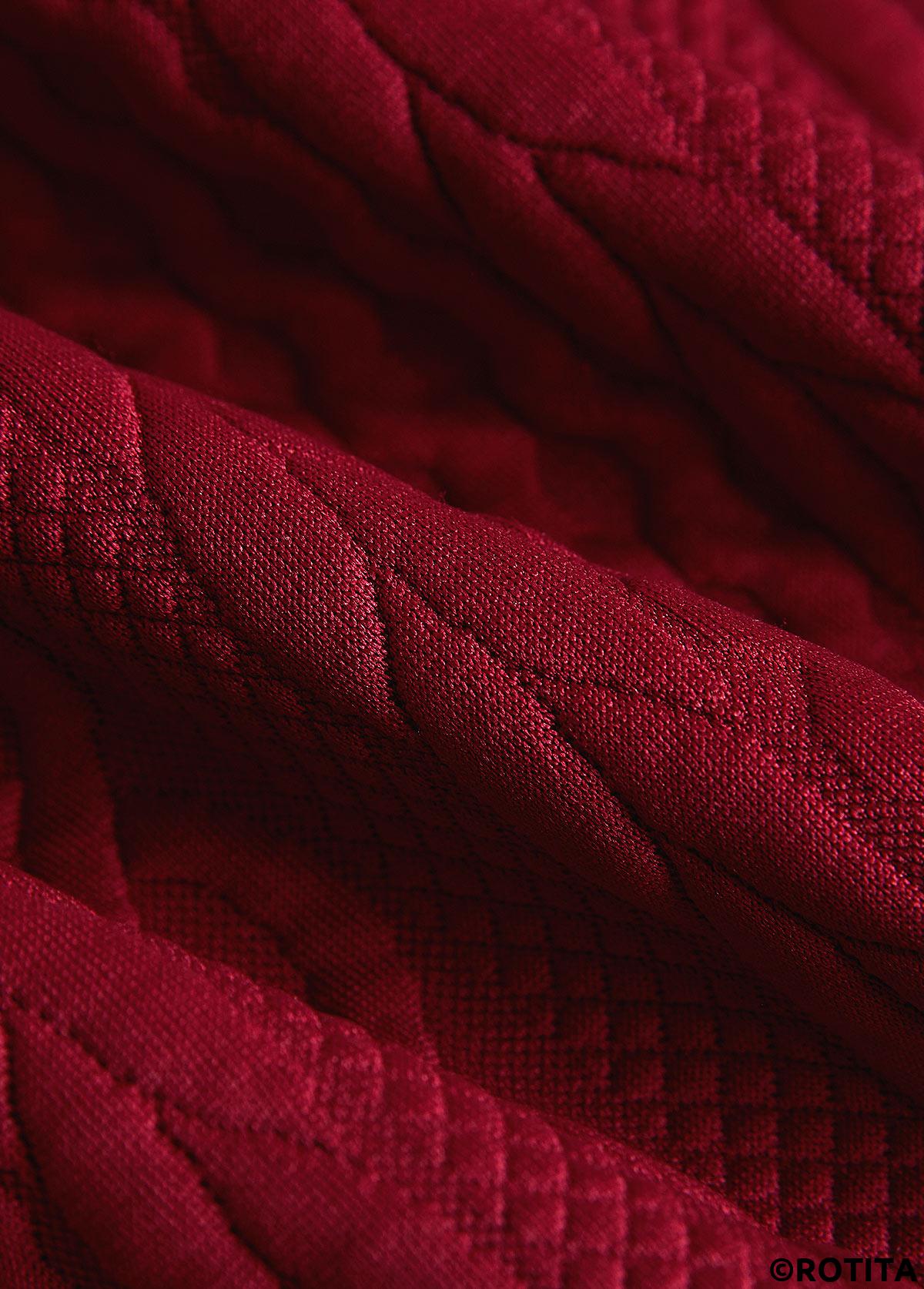 Wine Red plus size,Plain Color plus size,ROTITA Plus Size Jacquard Wine Red Stand Collar Sleeveless Waistcoat