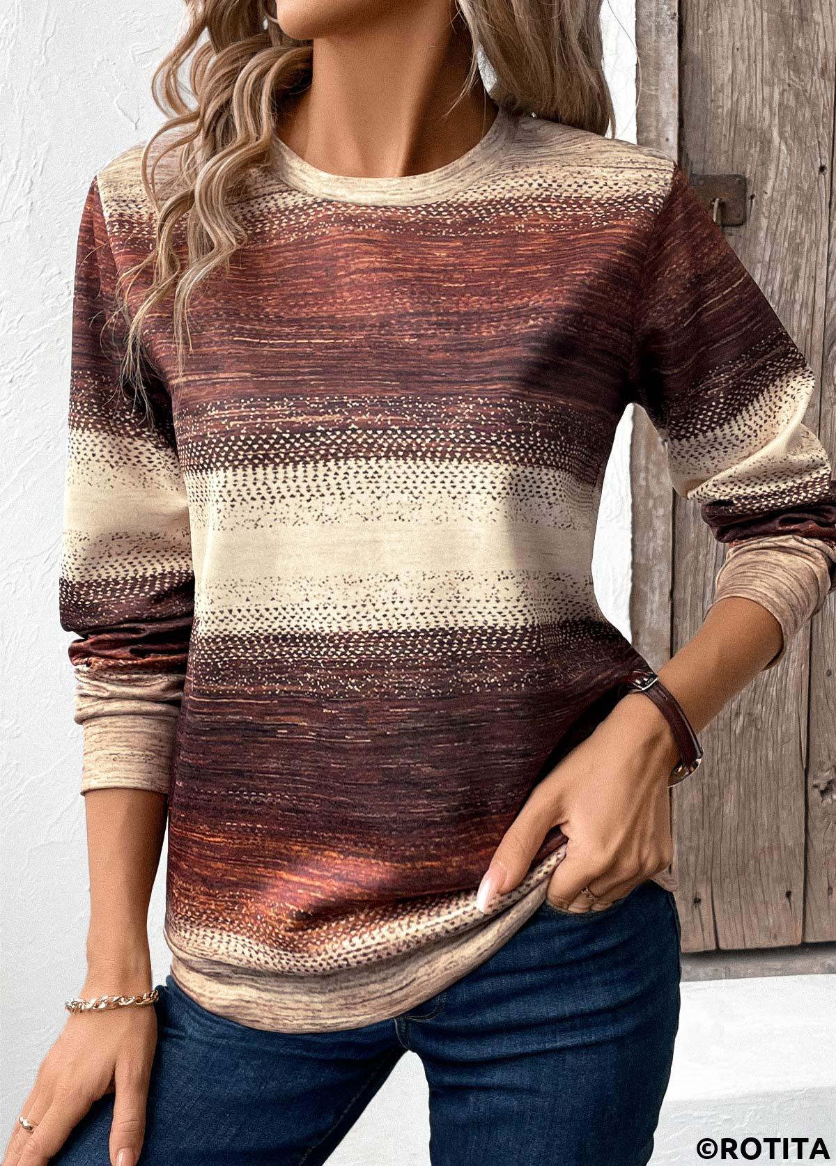Multi Color plus size,Tribal plus size,ROTITA Plus Size Patchwork Multi Color Tribal Print Sweatshirt