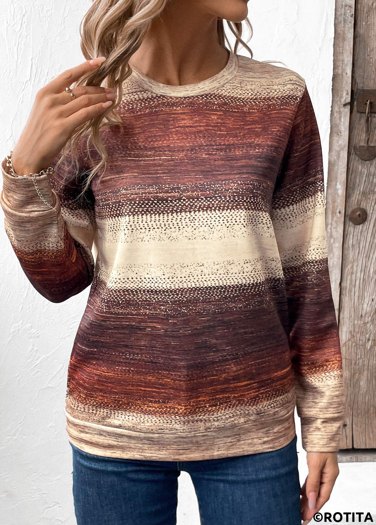 Multi Color plus size,Tribal plus size,ROTITA Plus Size Patchwork Multi Color Tribal Print Sweatshirt