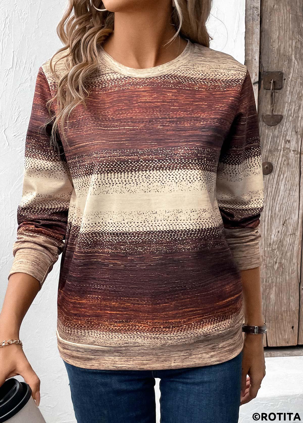 Multi Color plus size,Tribal plus size,ROTITA Plus Size Patchwork Multi Color Tribal Print Sweatshirt