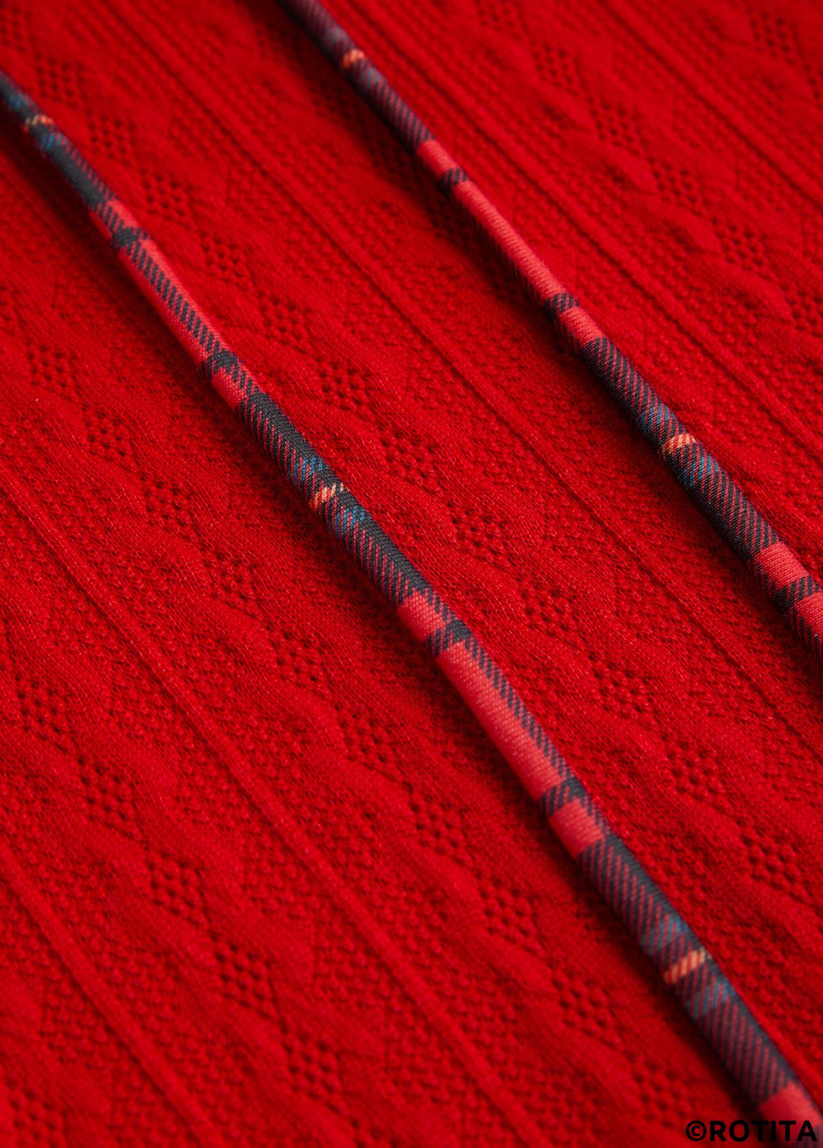 Red tops,Plaid tops,ROTITA Christmas Patchwork Plaid Red Cowl Neck Long Sleeve Sweatshirt
