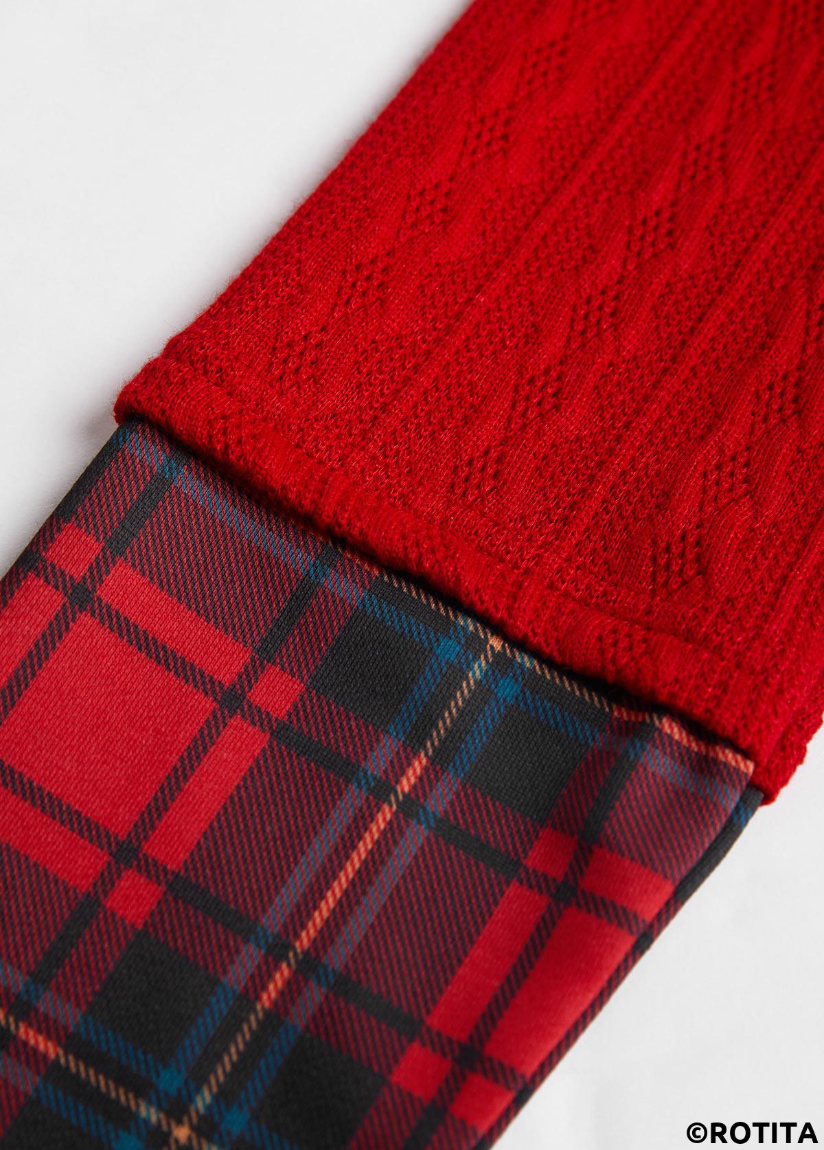Red tops,Plaid tops,ROTITA Christmas Patchwork Plaid Red Cowl Neck Long Sleeve Sweatshirt
