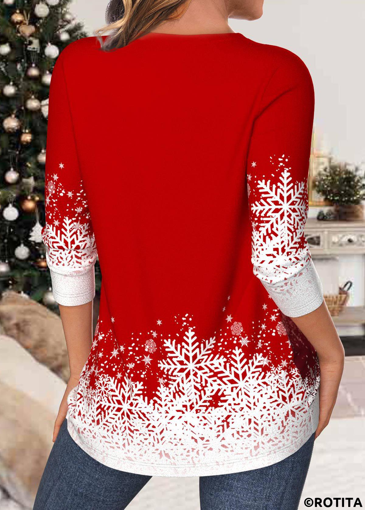 Red tops,Christmas tops,ROTITA Christmas Criss Cross Red V Neck T Shirt