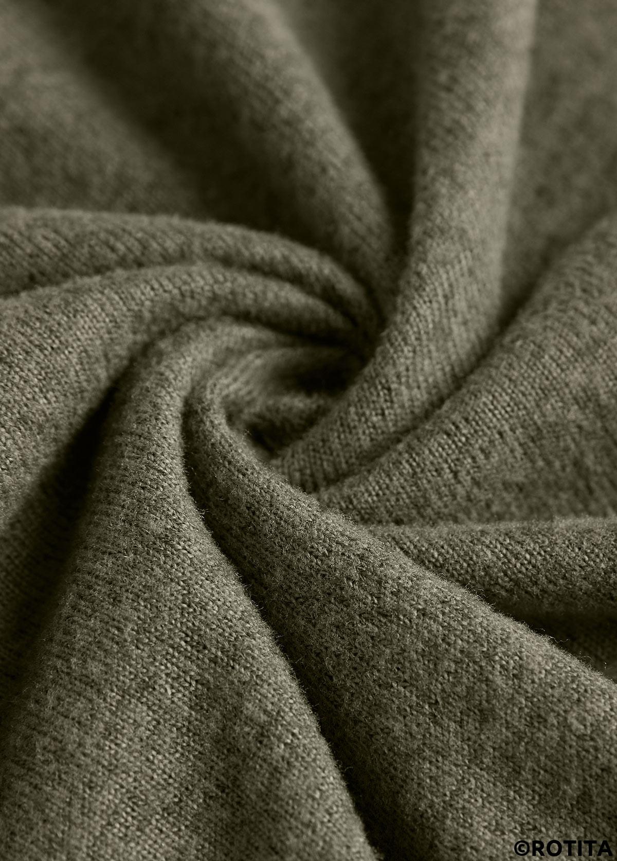 Olive Green tops,Plain Color tops,ROTITA Asymmetry Olive Green V Neck Long Sleeve T Shirt