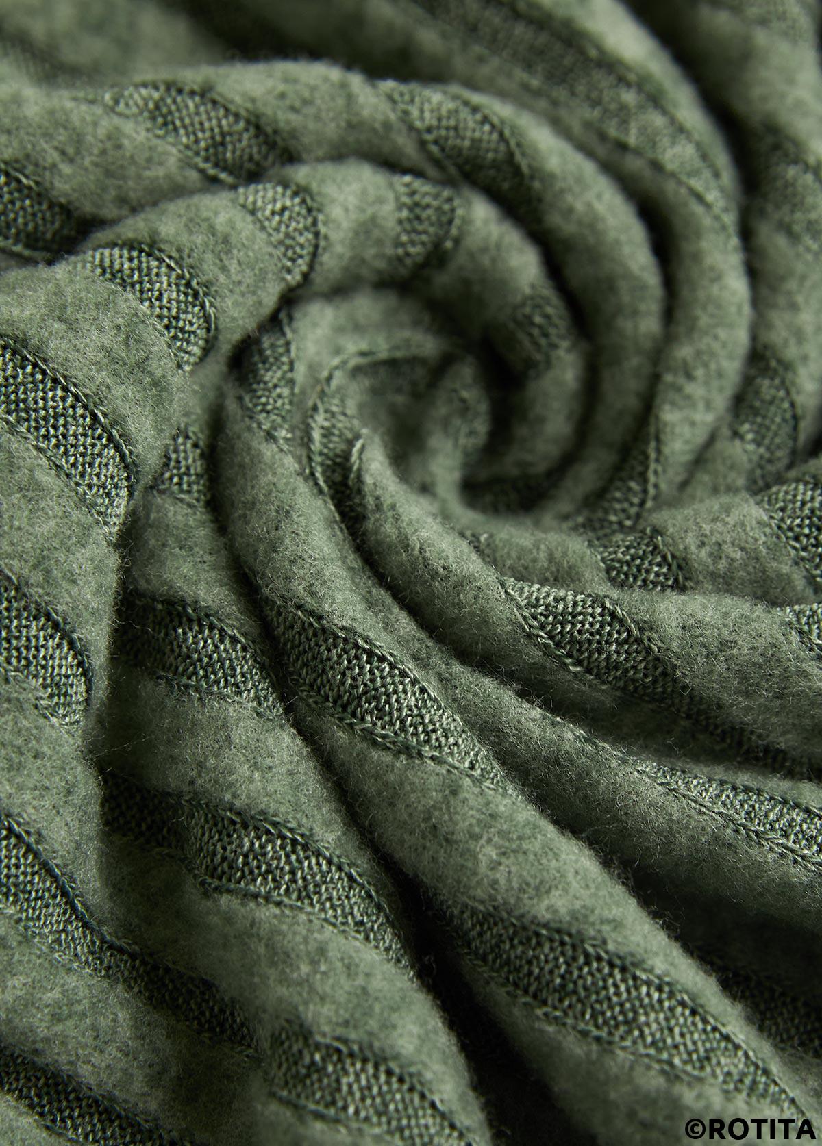 Olive Green tops,Plain Color tops,ROTITA Button Olive Green Round Neck Long Sleeve T Shirt