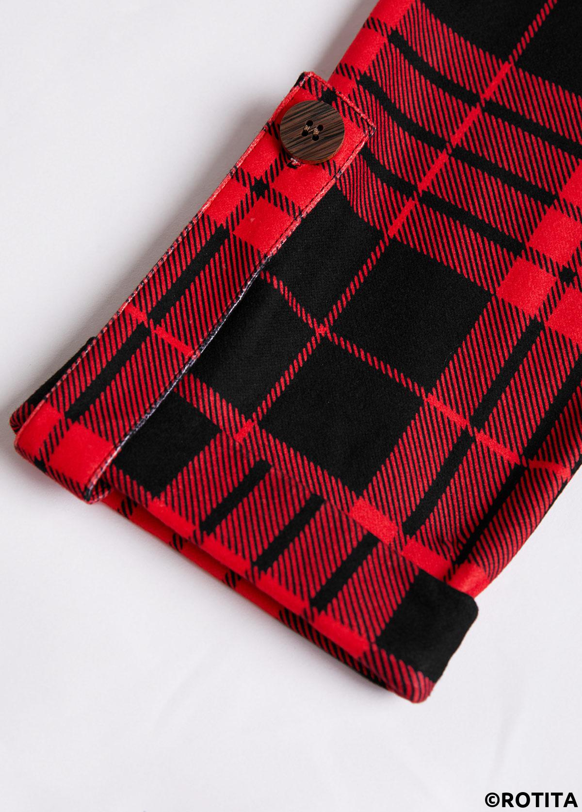 rotita criss cross plaid rouge faux deux pièces twinset
