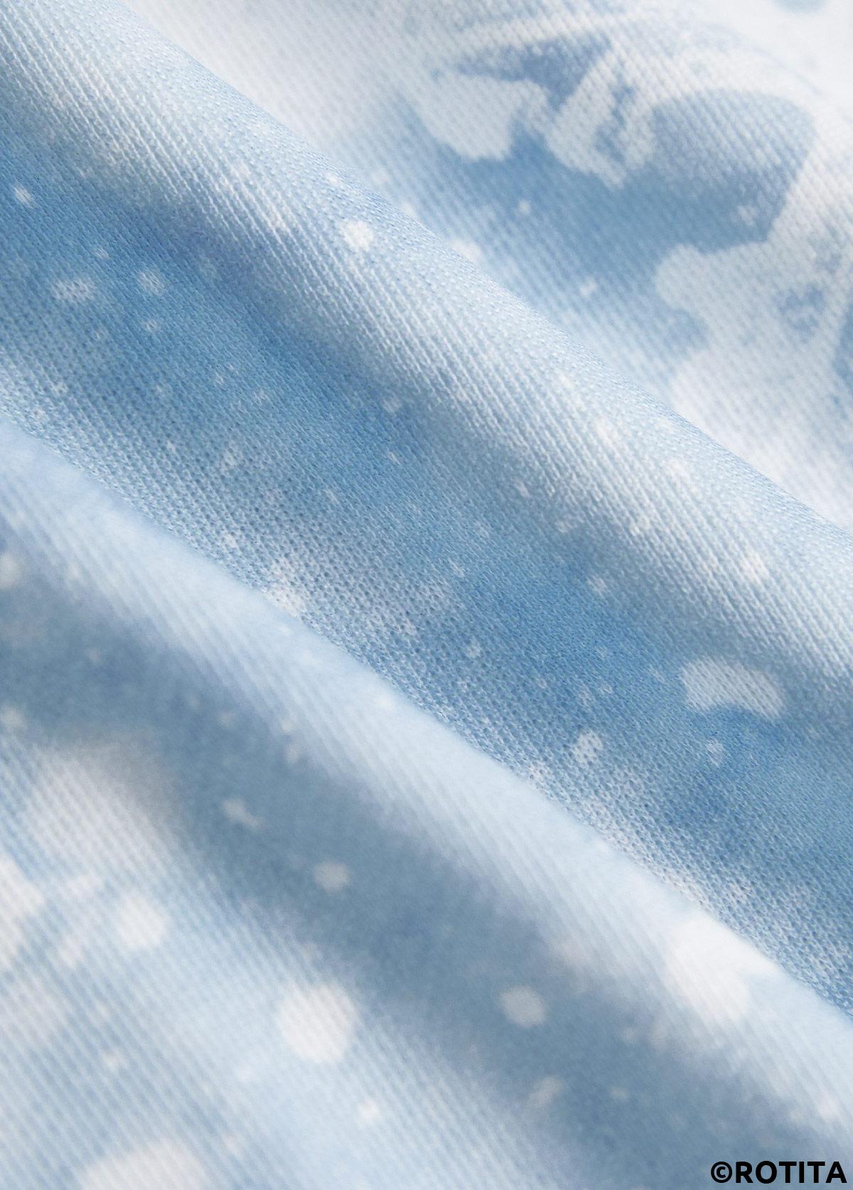 Dusty Blue tops,Christmas tops,ROTITA Lace Up Snowflake Print Dusty Blue Long Sleeve Sweatshirt
