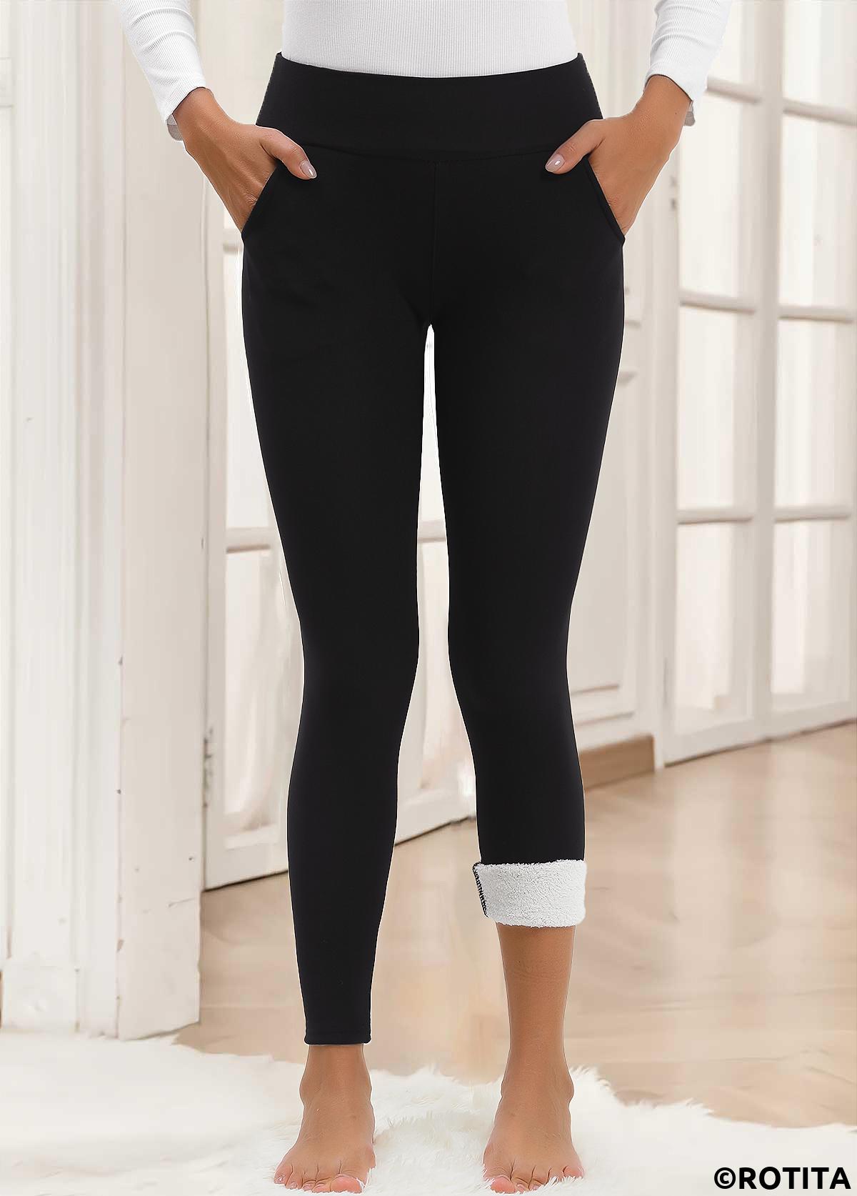 Black bottoms,Plain Color bottoms,Black High Waisted Elastic Waist Ankle Length Leggings