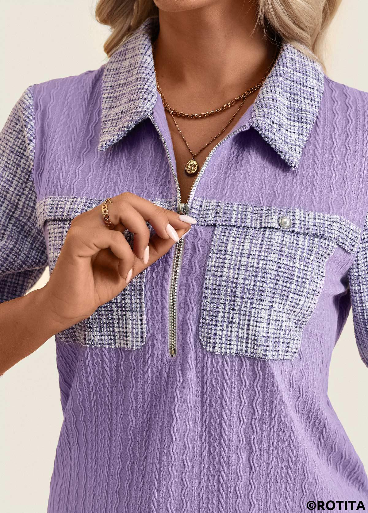 Hellviolettes Langarmhemd aus Rotita-Jacquard