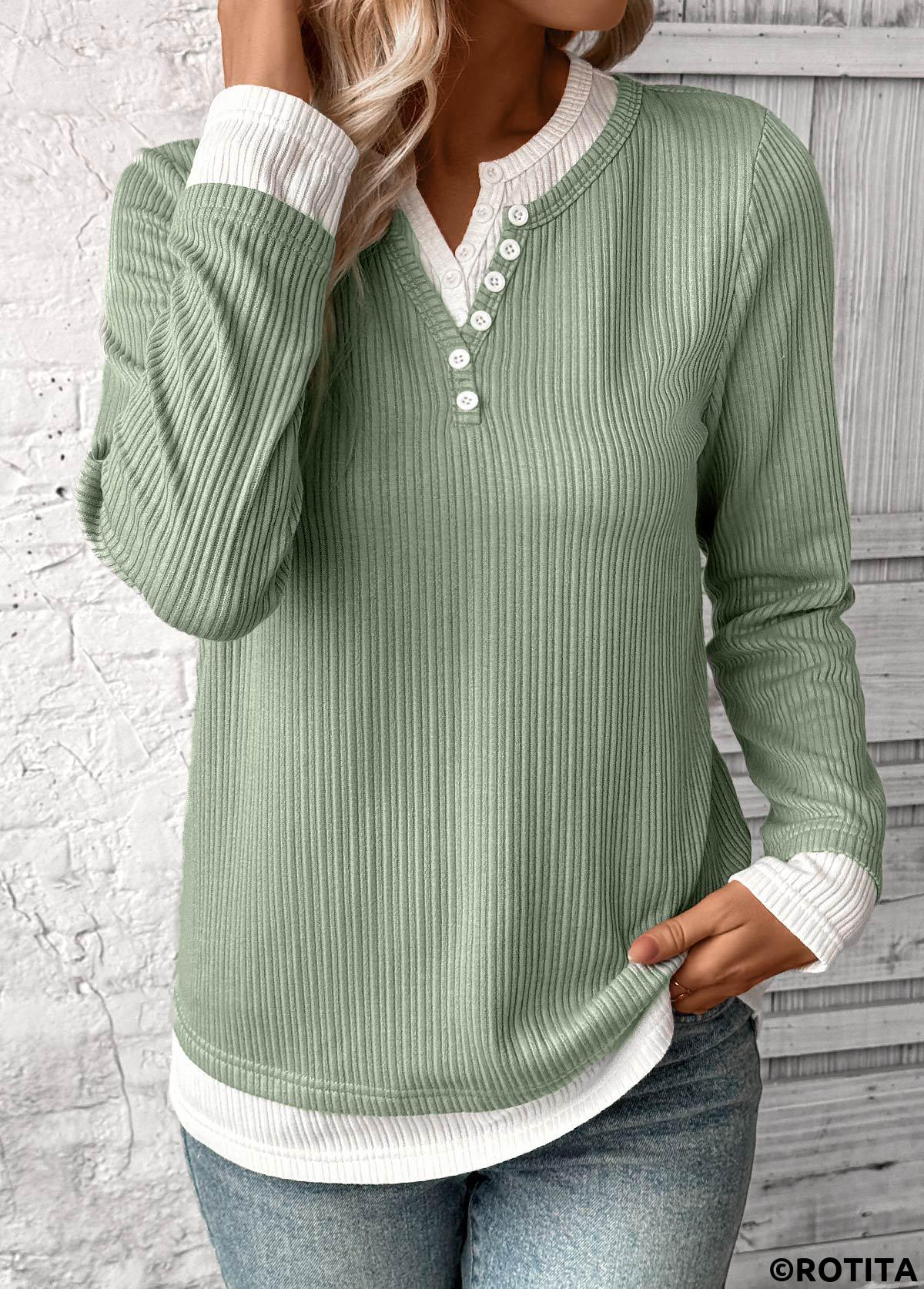 rotita faux t-shirt 2 en 1 vert clair grande taille