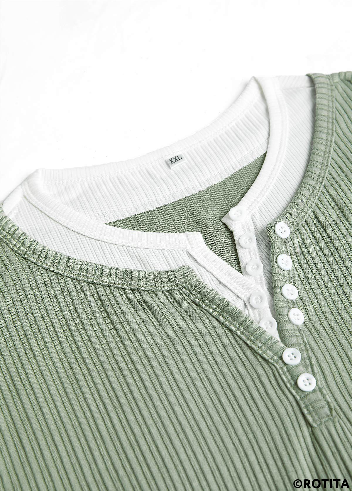 rotita faux t-shirt 2 en 1 vert clair grande taille