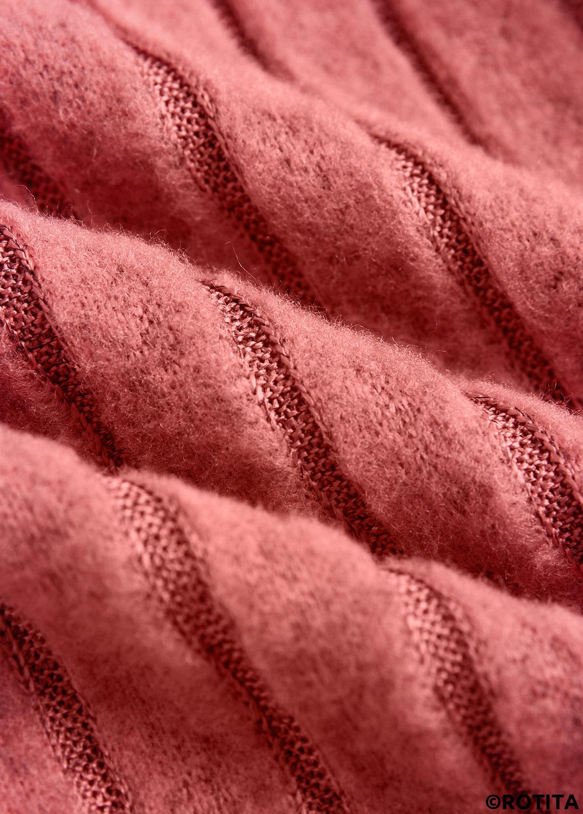 Dusty Pink tops,Plain Color tops,ROTITA Patchwork Dusty Pink V Neck Long Sleeve Sweatshirt