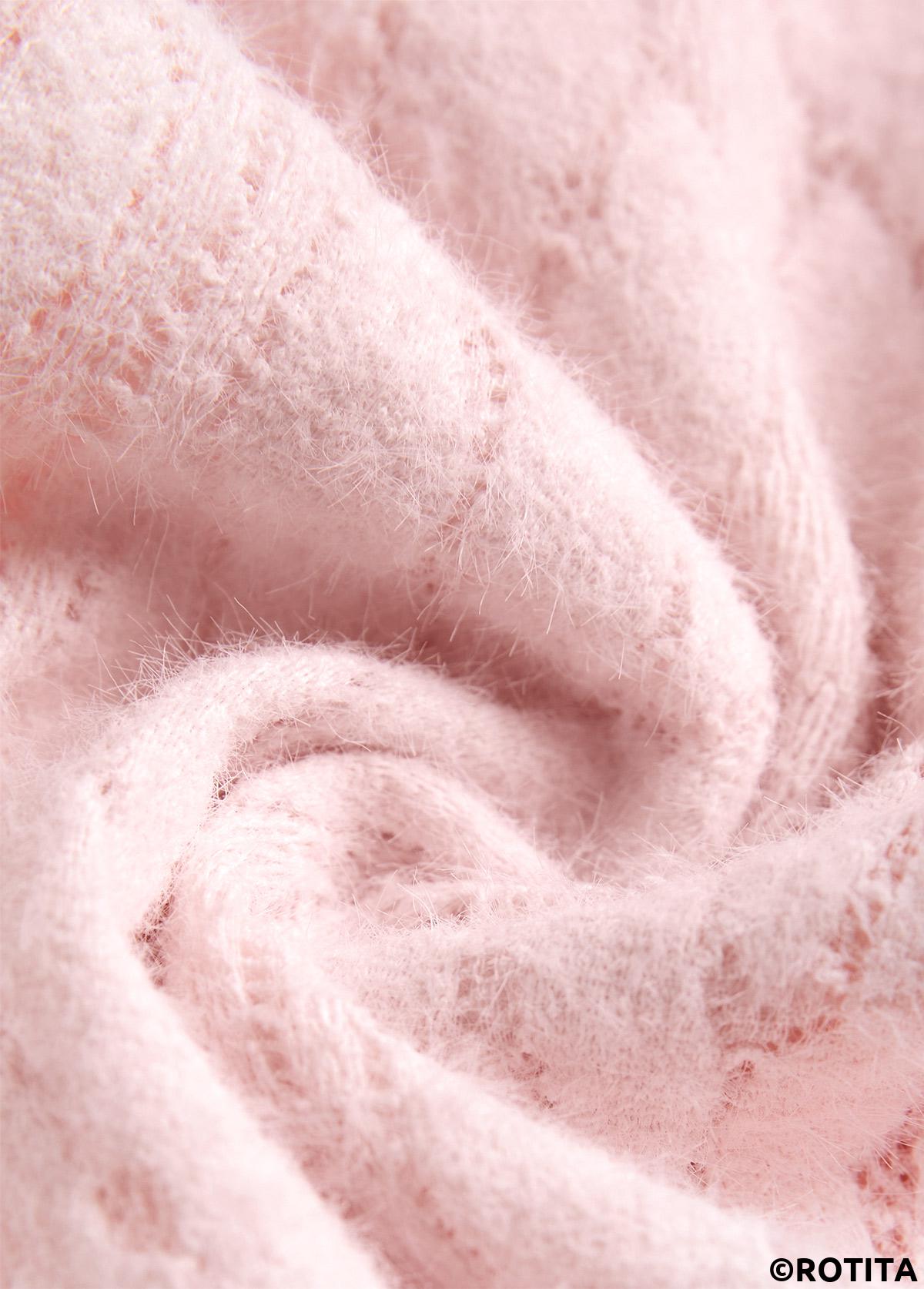 Light Pink tops,Plain Color tops,ROTITA Lace Light Pink Long Sleeve Button Coat