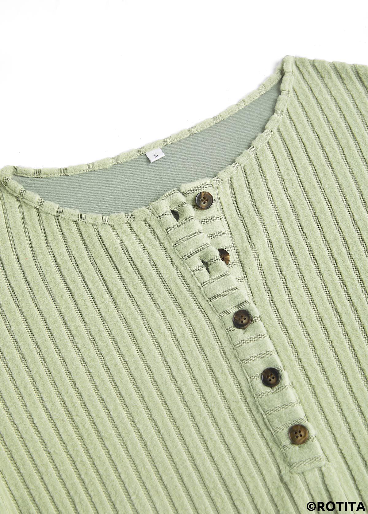 Light Green tops,Plaid tops,ROTITA Patchwork Plaid Light Green Round Neck Long Sleeve Sweatshirt