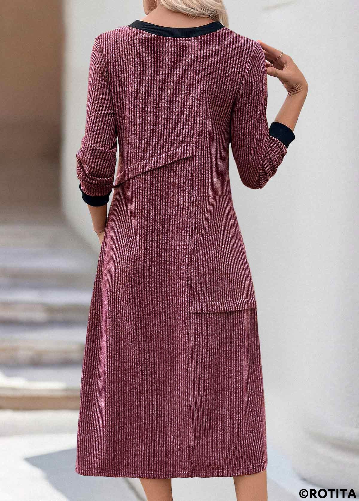 robe patchwork rotita rouge vin coupe trapèze col rond