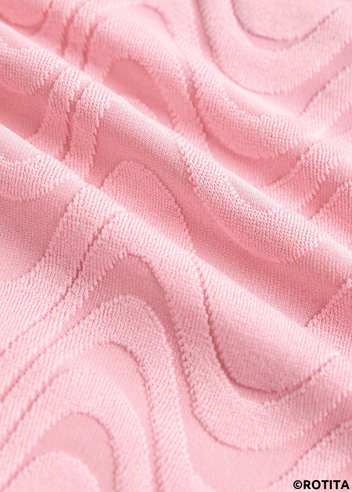 Light Pink swimwear,Contrast Color swimwear,ROTITA Contrast Binding Light Pink Jacquard Bikini Set