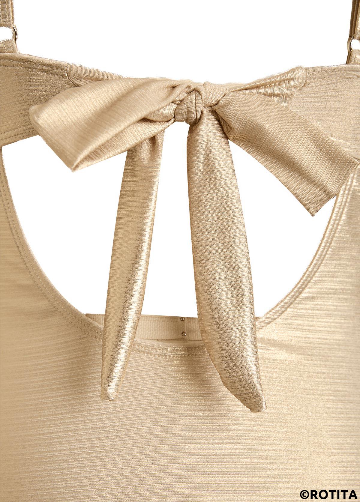 Champagne swimwear,Plain Color swimwear,ROTITA Hot Stamping Champagne One Piece Swimwear