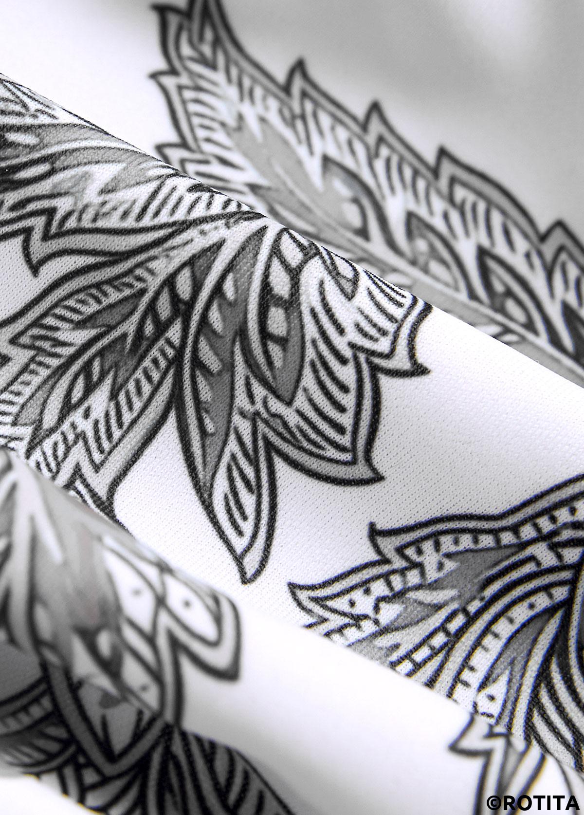 Light Grey swimwear,Tribal swimwear,ROTITA Patchwork Light Grey Tribal Print One Piece Swimwear