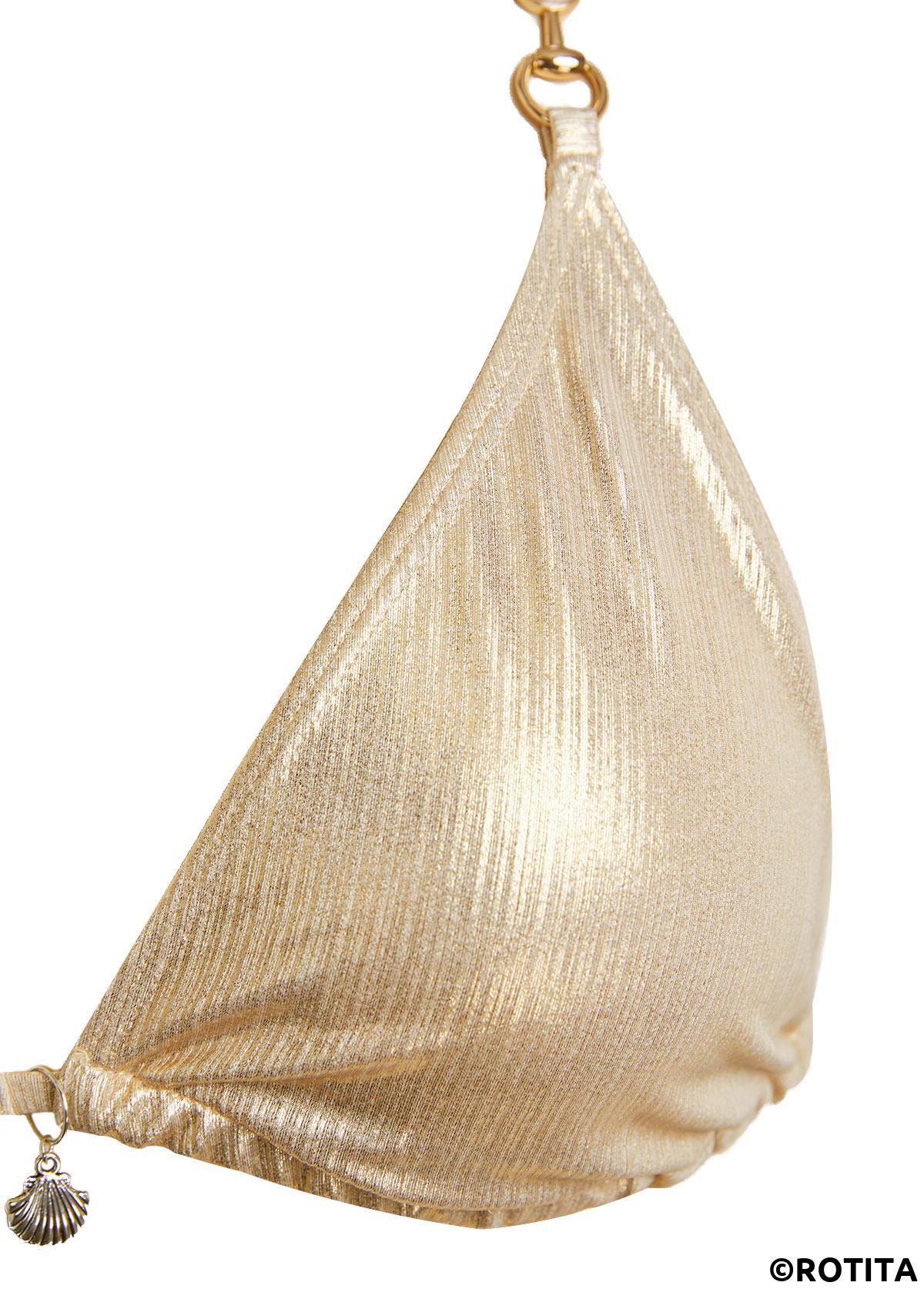 Champagne swimwear,Plain Color swimwear,ROTITA Champagne Lace Up Detail Bikini Set