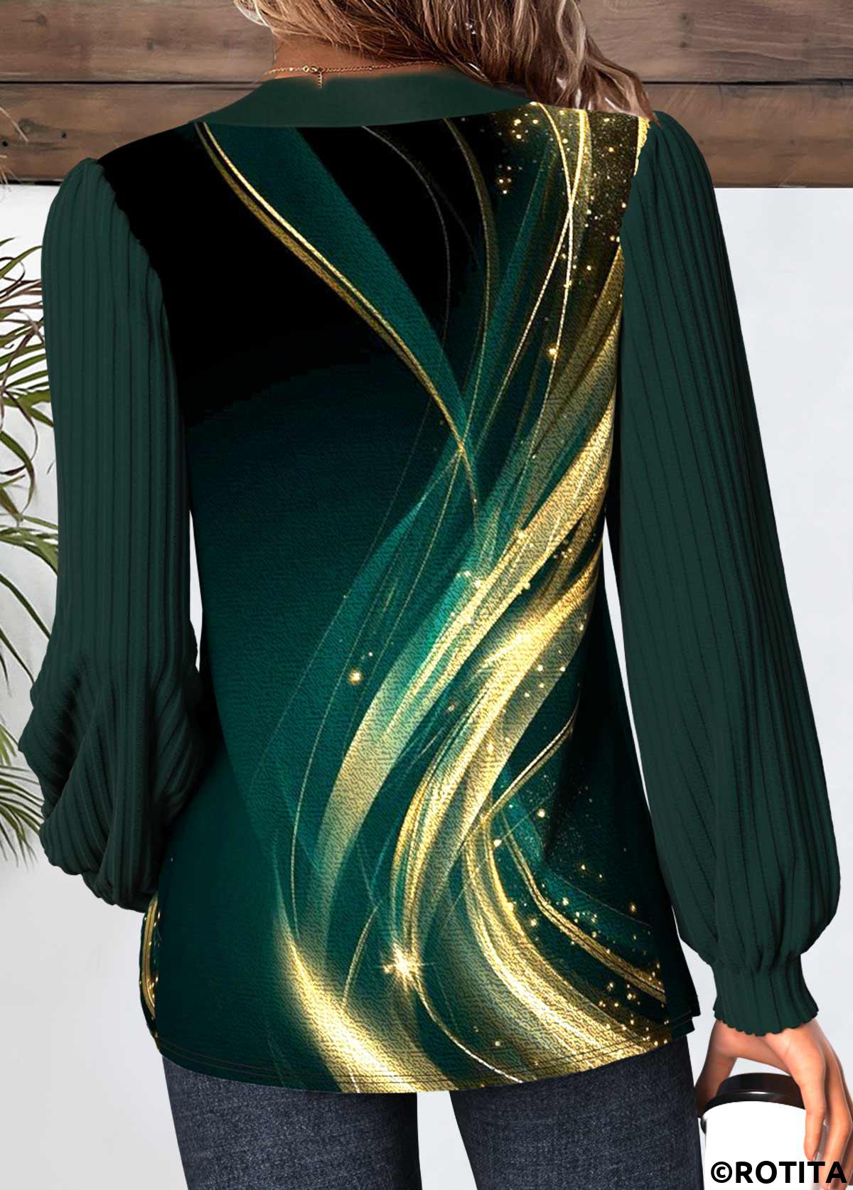 Rotita Patchwork Dazzle T-Shirt mit buntem Aufdruck in Schwarzgrün