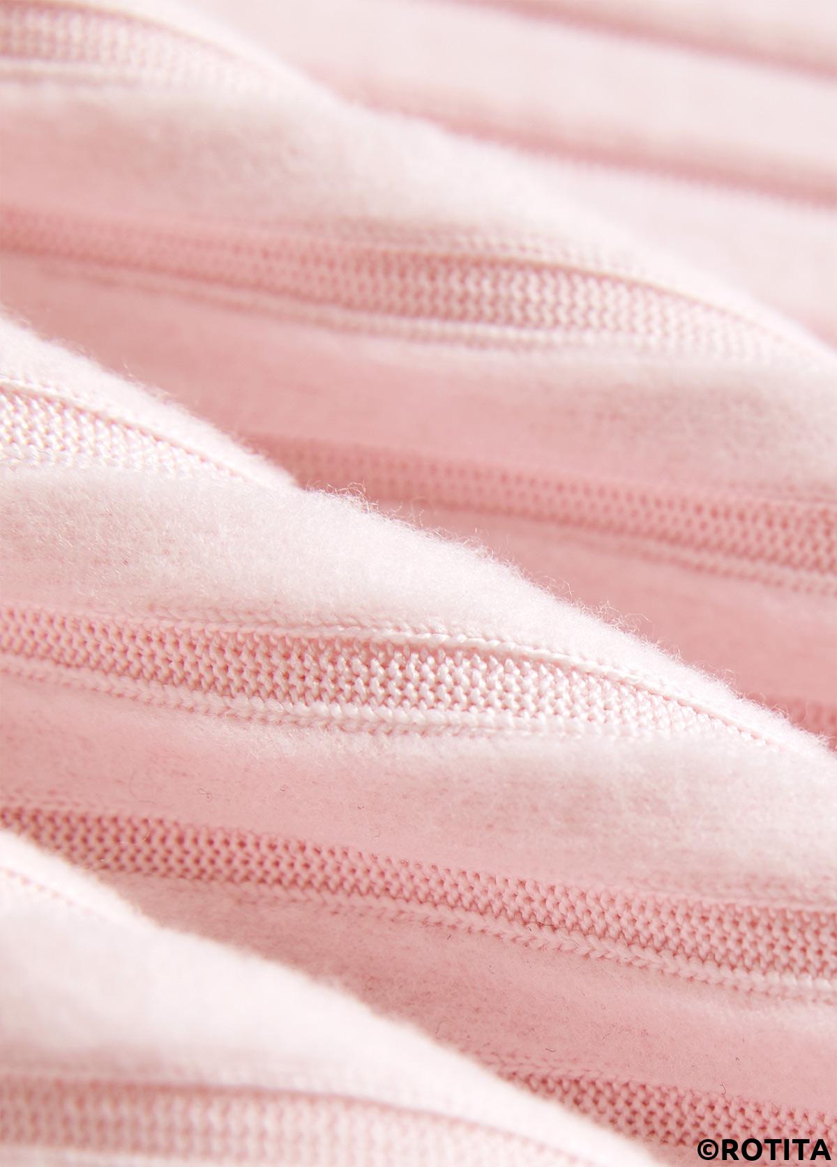 Light Pink tops,Contrast Color tops,ROTITA Button Light Pink Split Neck Long Sleeve Sweatshirt