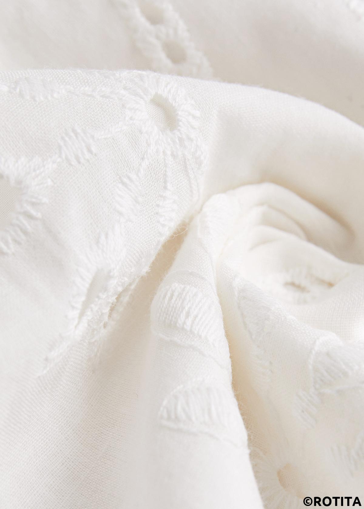 White tops,Plain Color tops,ROTITA Split Detail White Long Sleeve Blouse
