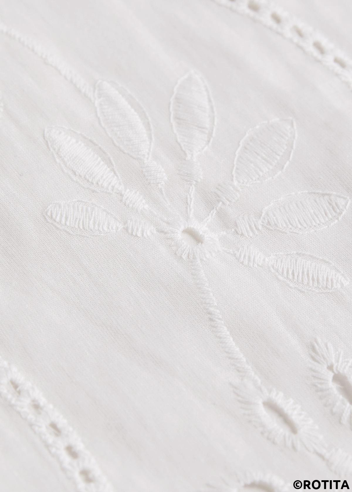 White tops,Plain Color tops,ROTITA Split Detail White Long Sleeve Blouse