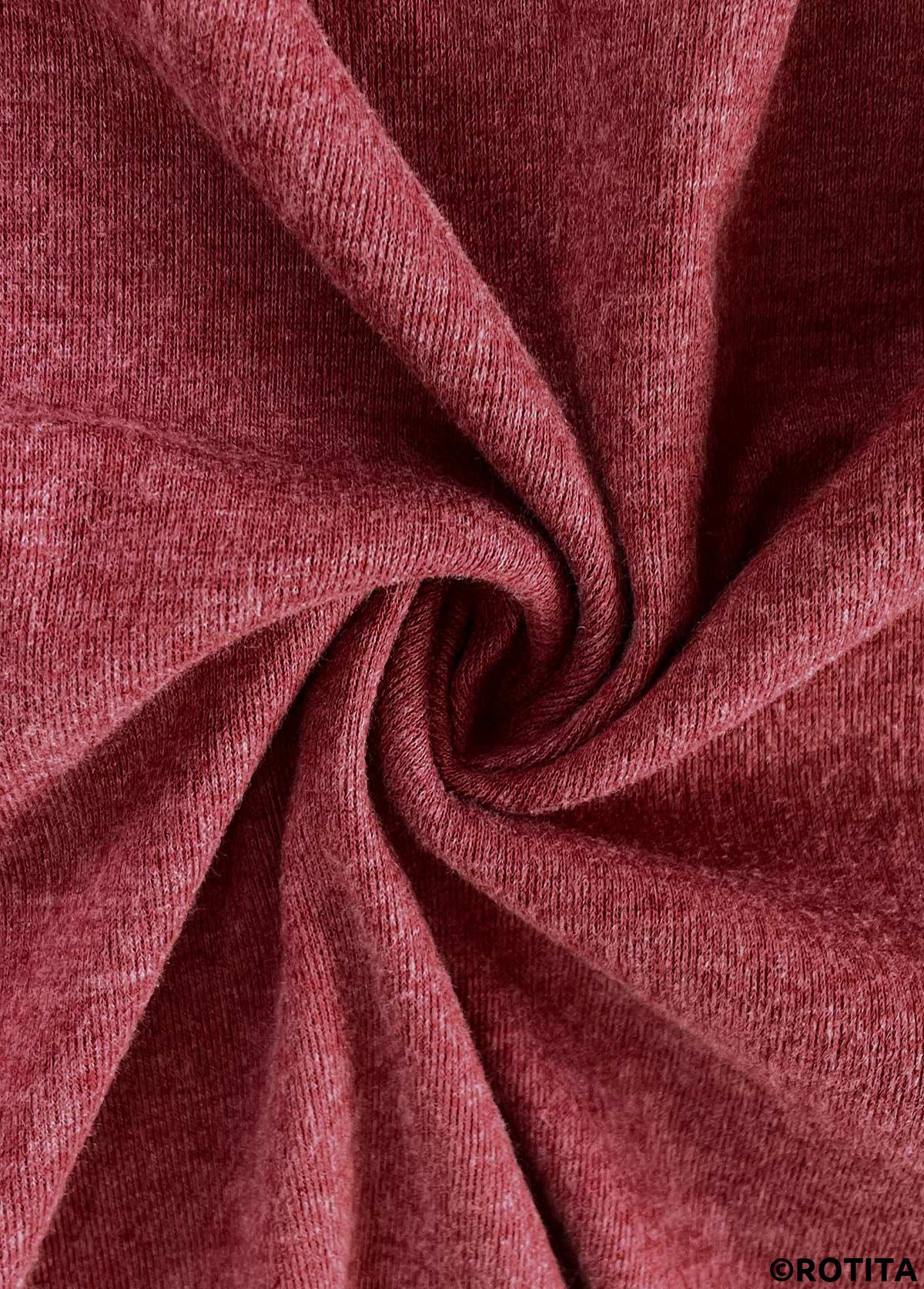 T-shirt col rond rouge brique à coutures plates Rotita