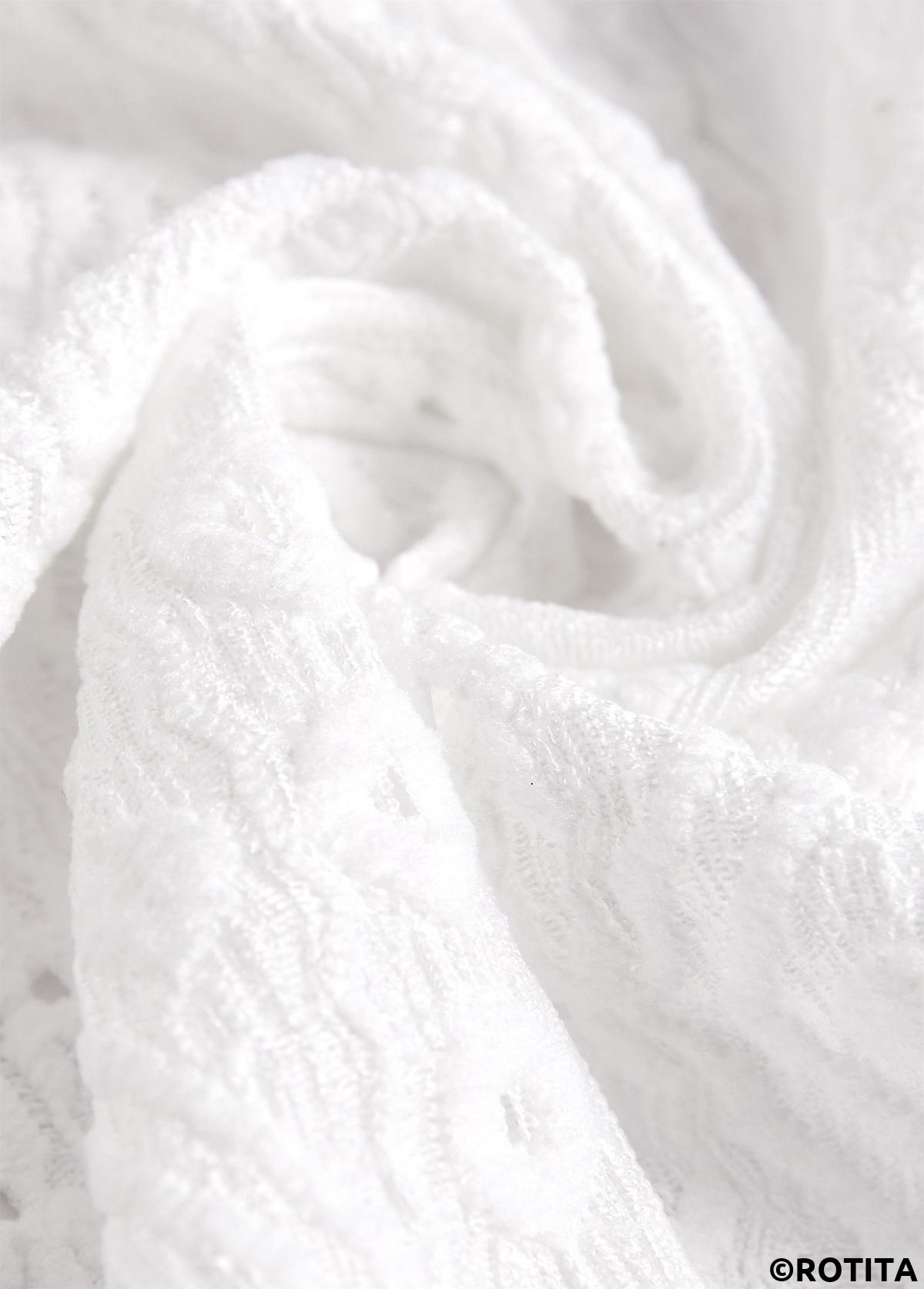 White tops,Plain Color tops,ROTITA Lace White Long Sleeve Pocket Coat