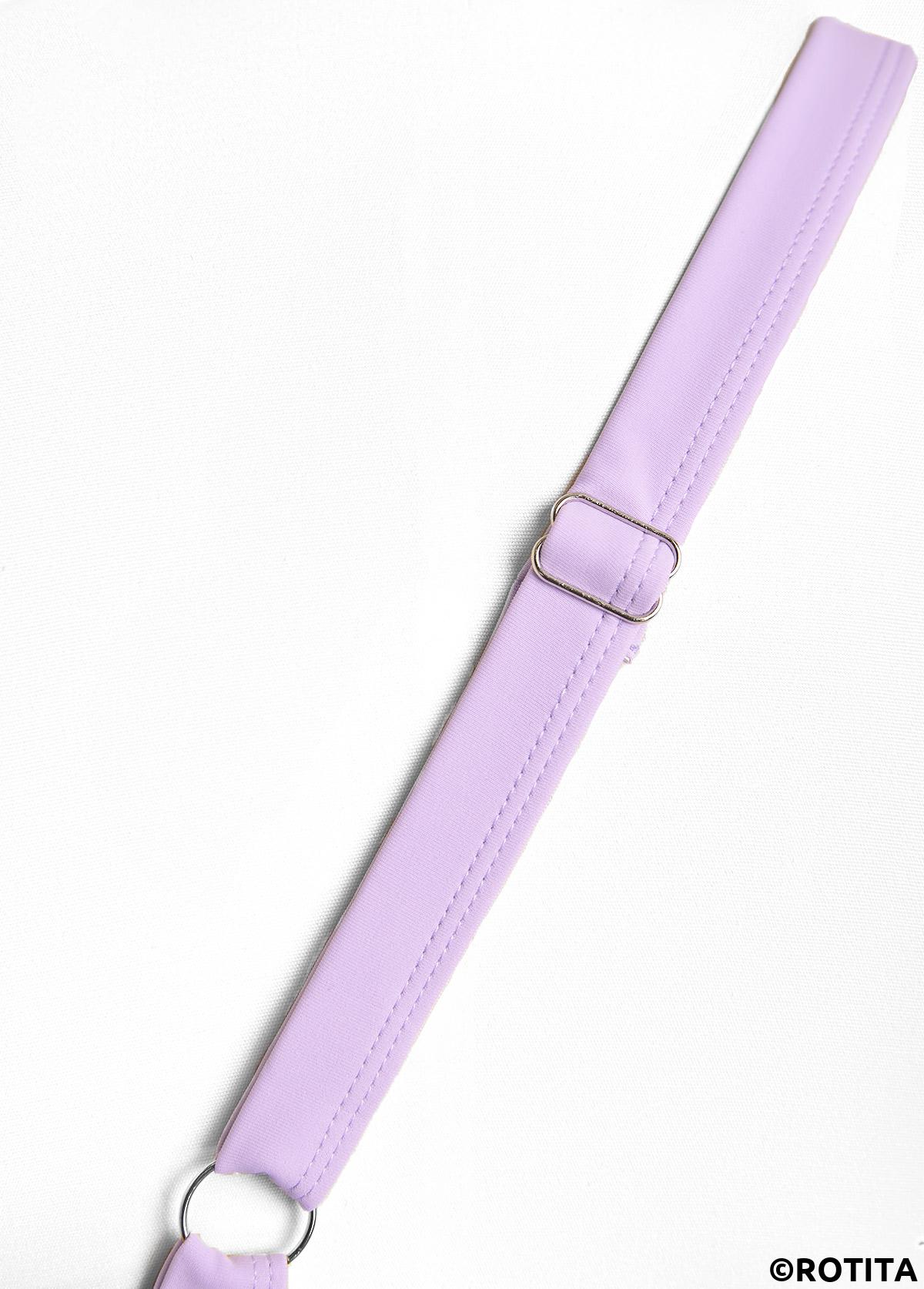 Light Purple swimwear,Plain Color swimwear,ROTITA Criss Cross Light Purple Surplice One Piece Swimdress