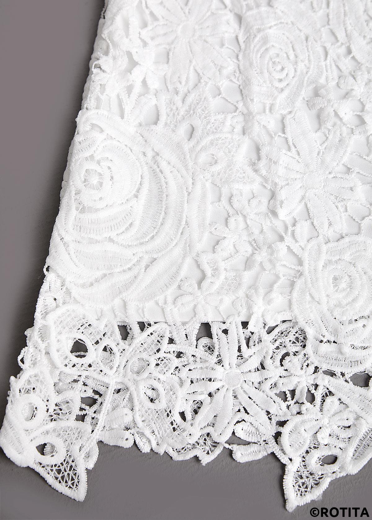 White tops,Plain Color tops,ROTITA Embroidery White Round Neck Long Sleeve T Shirt