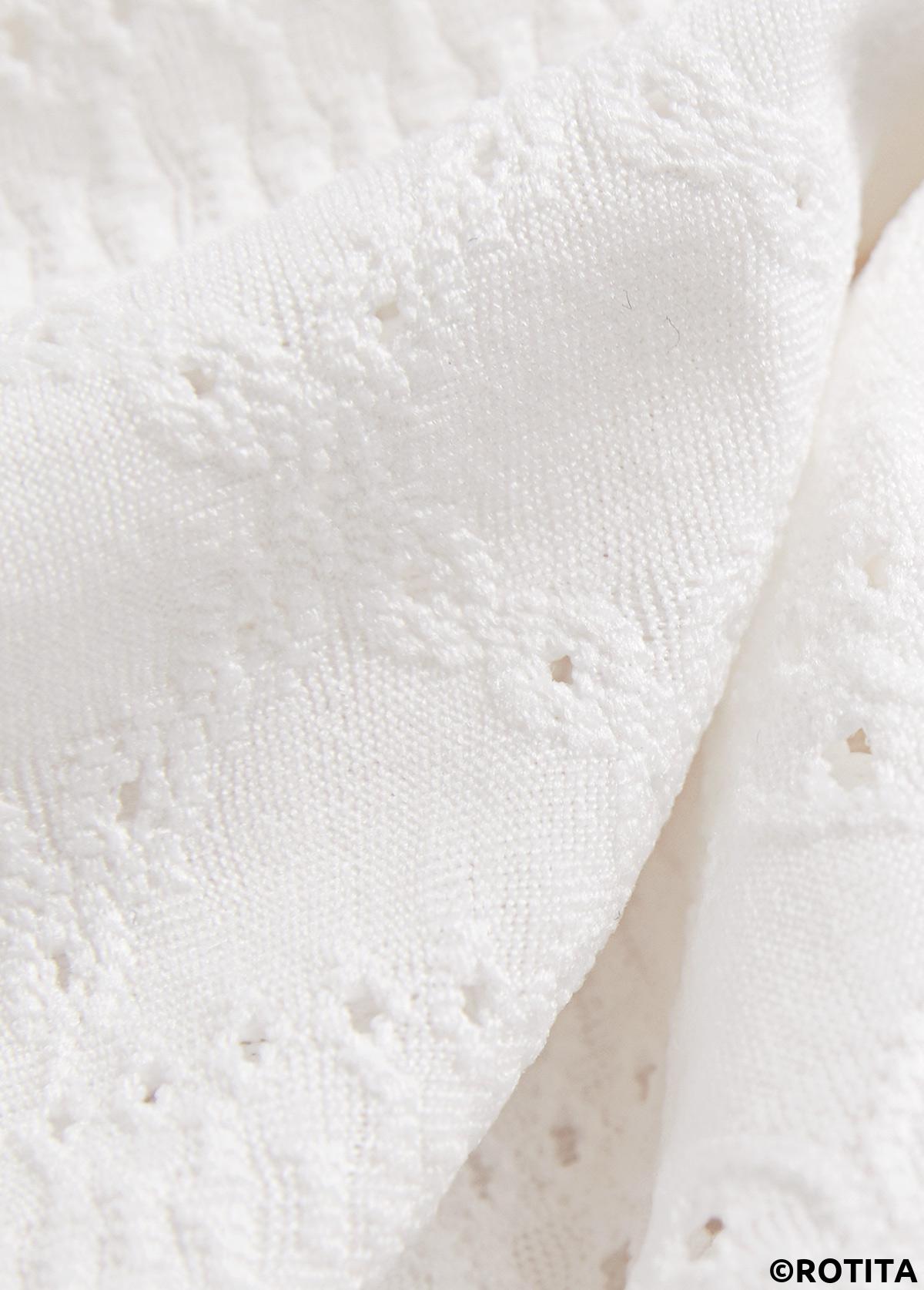 White plus size,Plain Color plus size,ROTITA Plus Size Jacquard White A Line Round Neck Dress