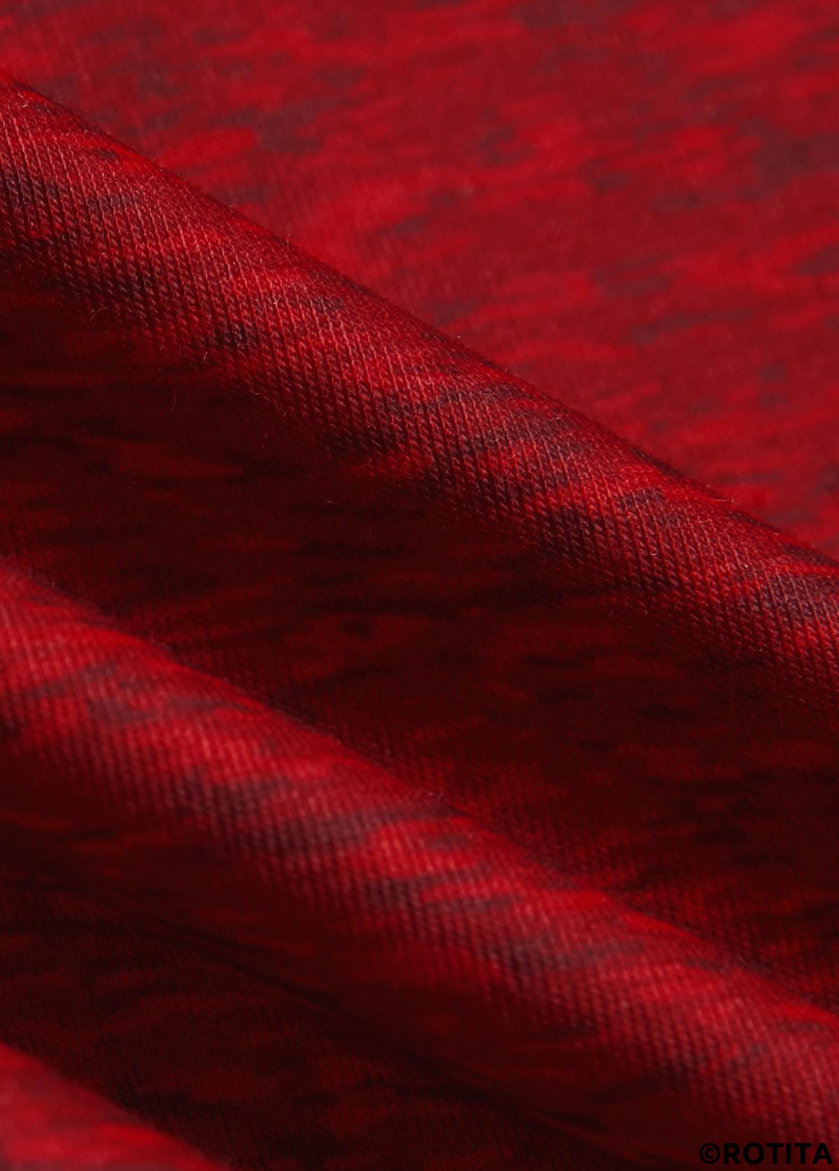 Red plus size,Heart plus size,Animal Print plus size,ROTITA Plus Size Patchwork Red Heart Print T Shirt