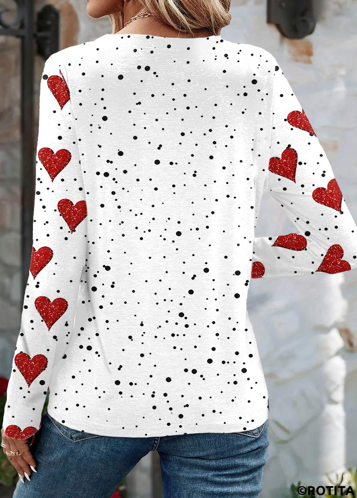 White plus size,Valentine's Day plus size,ROTITA Plus Size White Valentine's Day Print T Shirt