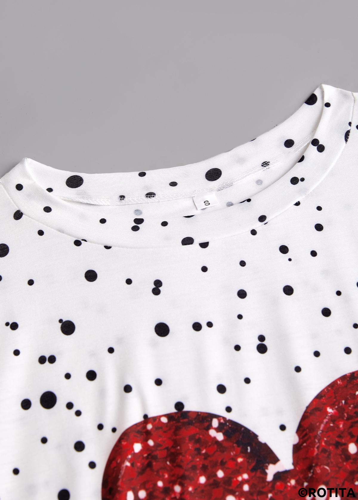 White plus size,Valentine's Day plus size,ROTITA Plus Size White Valentine's Day Print T Shirt
