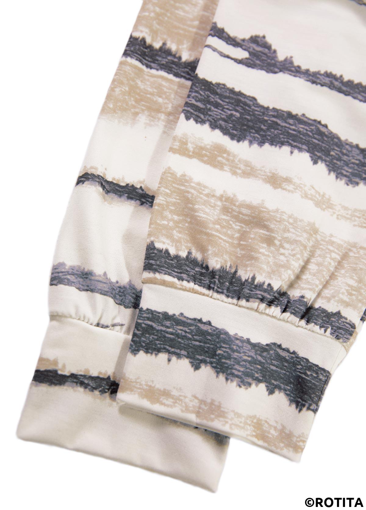 Light Camel tops,Tie Dye tops,ROTITA Tie Dye Print Light Camel V Neck T Shirt