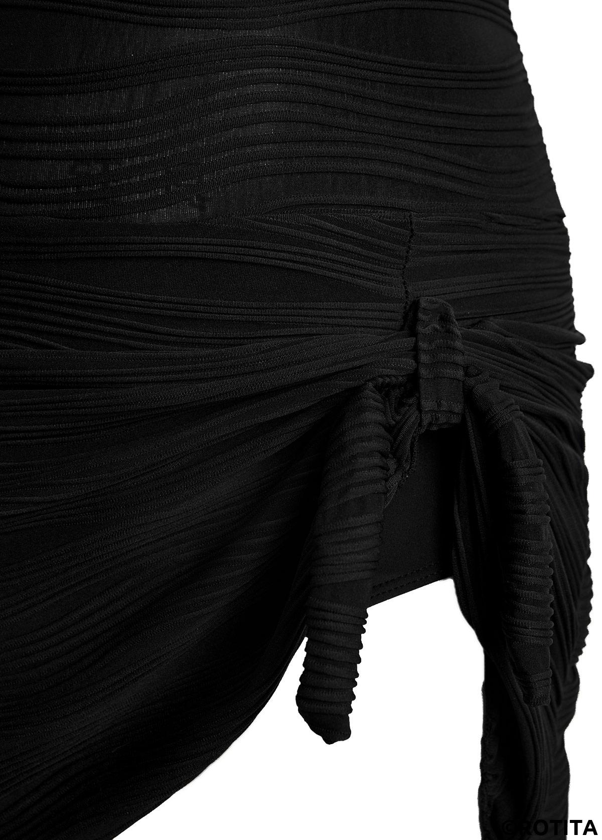 Black swimwear,Plain Color swimwear,ROTITA Jacquard Black Tie One Piece Swimdress