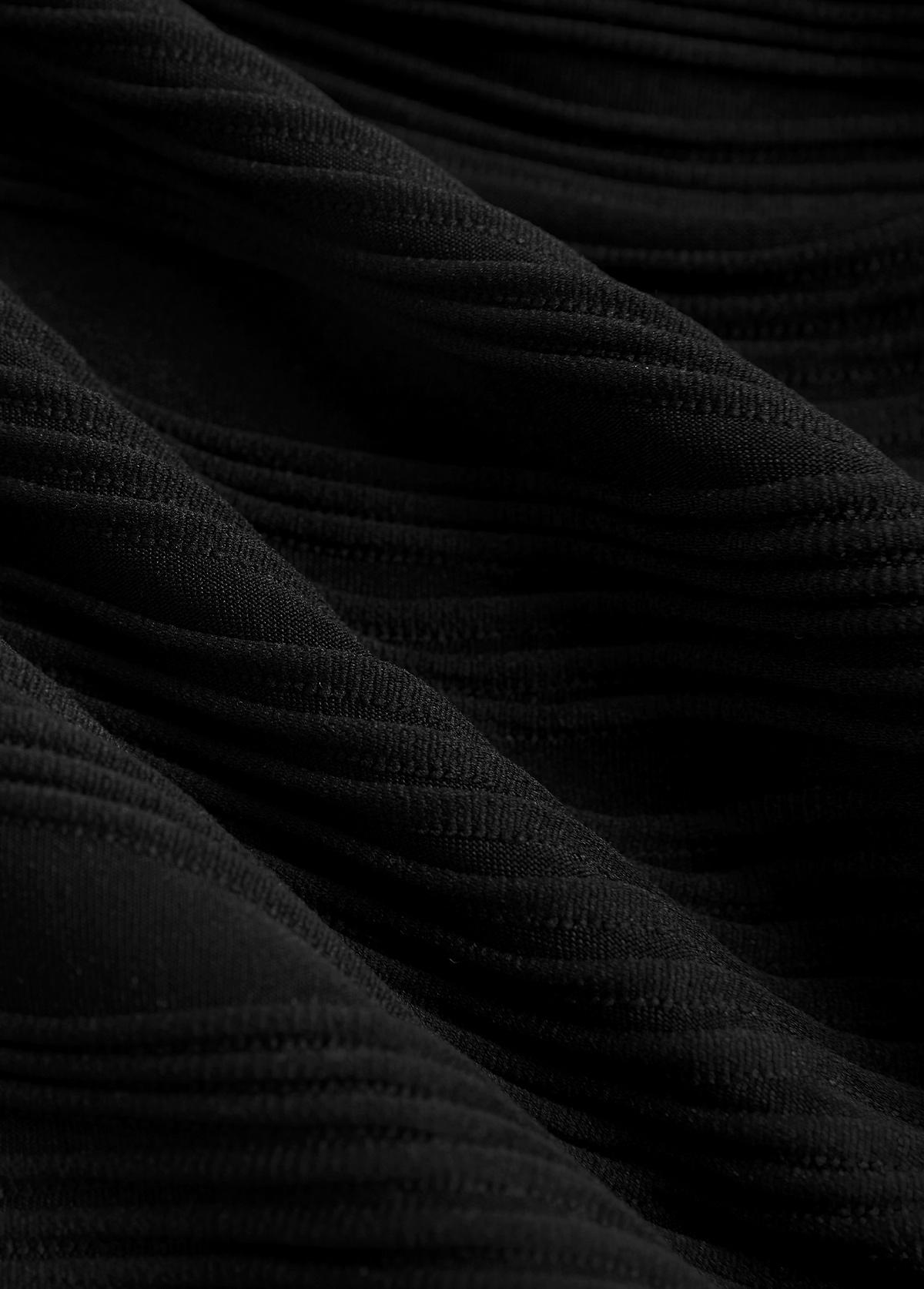 Black swimwear,Plain Color swimwear,ROTITA Jacquard Black Tie One Piece Swimdress