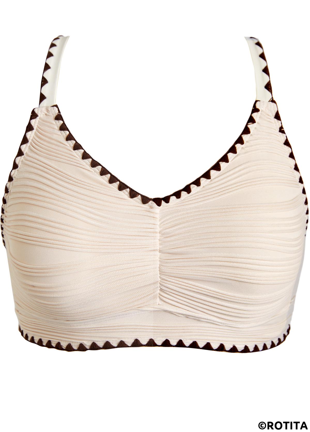 Light Camel swimwear,Plain Color swimwear,ROTITA V-Neck Ruched Light Camel Bikini Set