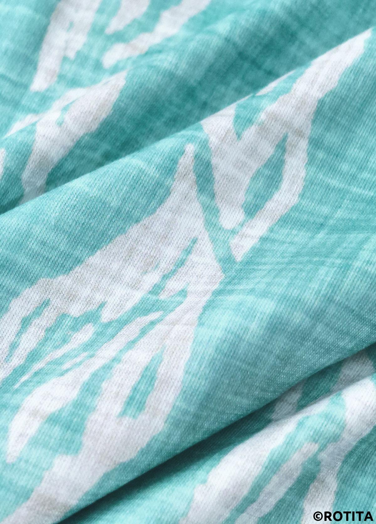 Mint Green plus size,Animal Print plus size,ROTITA Plus Size Circular Ring Mint Green A Line Dress