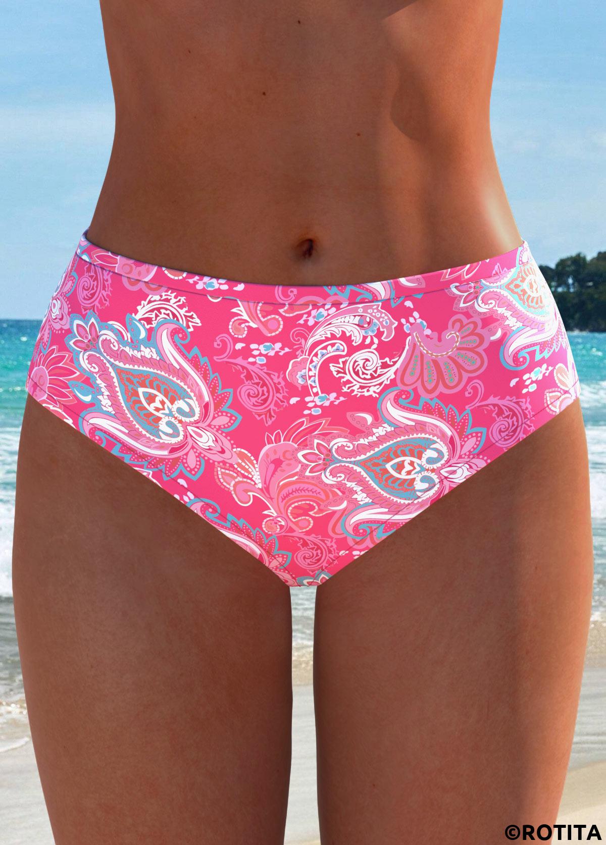 Pink swimwear,Tribal swimwear,ROTITA Patchwork Pink Tribal Print Tankini Set