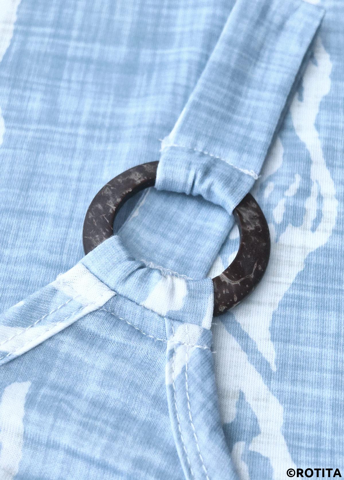 Light Blue dresses,Animal Print dresses,Everyday dresses,Casual dresses,ROTITA Circular Ring Tropical Plants Print Light Blue Strappy Dress